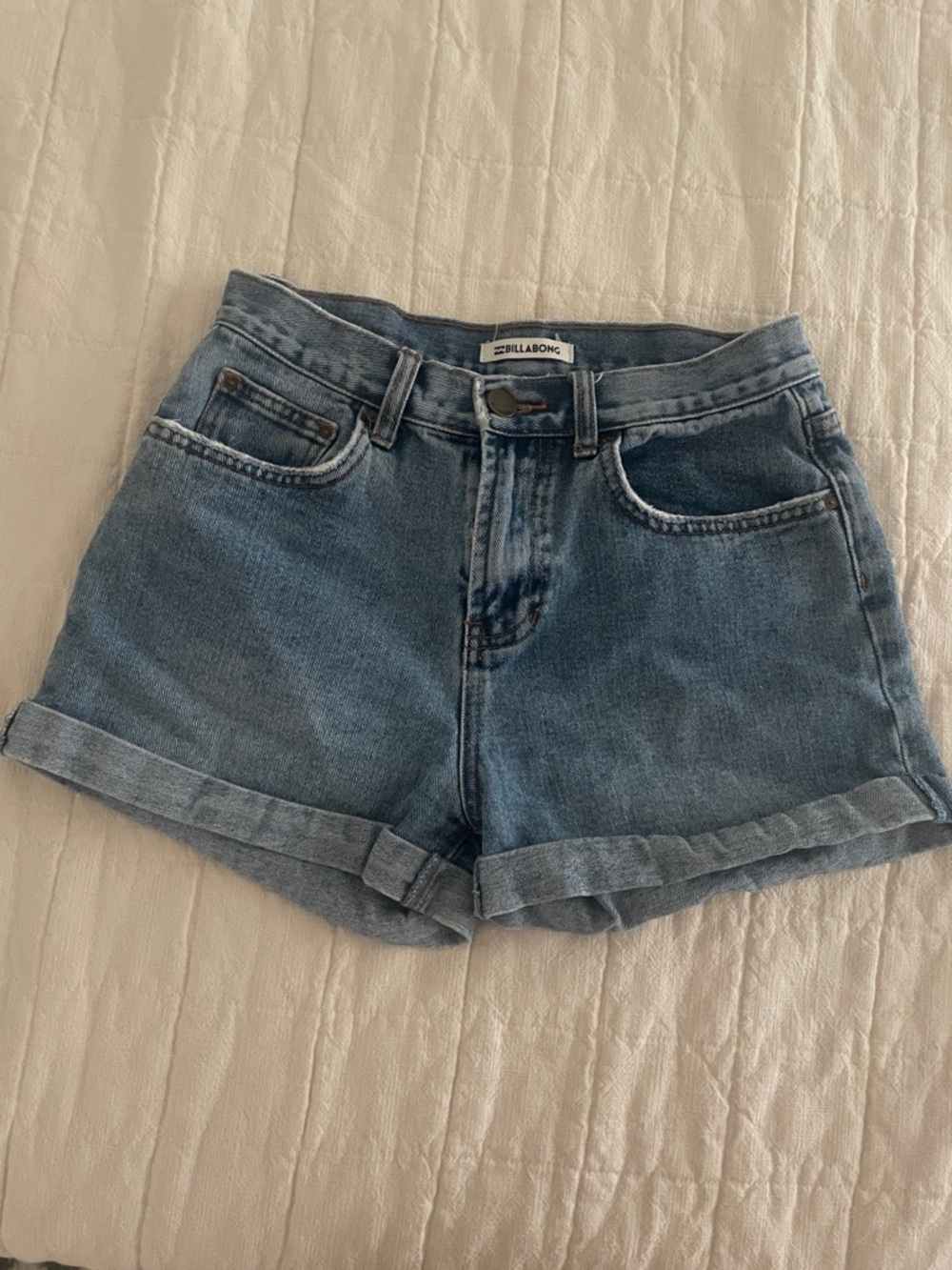 Billabong Light Blue Denim Cuffed Jean Shorts